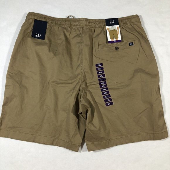 NEW GAP Mens XXL Pull On Khaki Tan Chino Shorts Flat Front NWT $40 - Picture 4 of 8